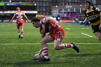 070326 - Newport RFC v Llandovery RFC - SRC Cup Final - Llien Morgan of Llandovery scores a try