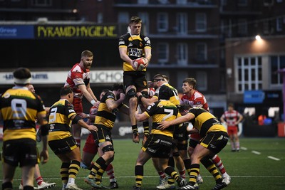 070326 - Newport RFC v Llandovery RFC - SRC Cup Final - Callum Bradbury of Newport wins the line-out
