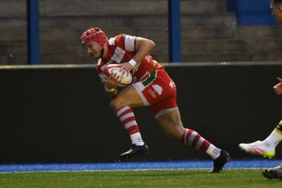 070326 - Newport RFC v Llandovery RFC - SRC Cup Final - Harri Doel of Llandovery runs in to score a try