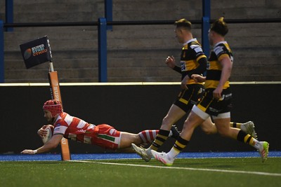 070326 - Newport RFC v Llandovery RFC - SRC Cup Final - Harri Doel of Llandovery scores a try