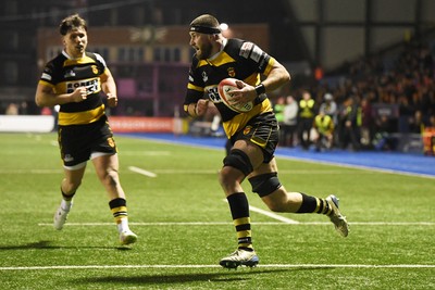070326 - Newport RFC v Llandovery RFC - SRC Cup Final - Josh Skinner of Newport runs in to score a try