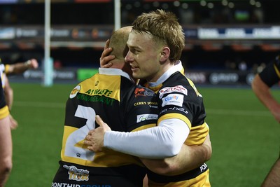 070326 - Newport RFC v Llandovery RFC - SRC Cup Final - Newport player celebrate the win at full time