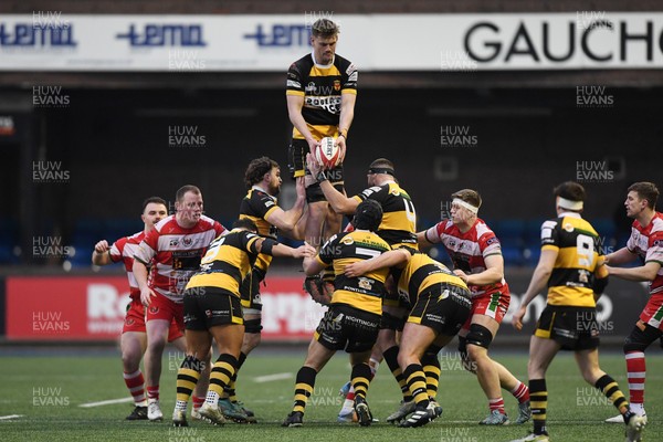 070326 - Newport RFC v Llandovery RFC - SRC Cup Final - Callum Bradbury of Newport wins the line-out