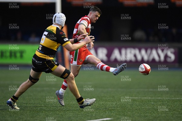 070326 - Newport RFC v Llandovery RFC - SRC Cup Final - Ioan Hughes of Llandovery is challenged by Hunter Ward of Newport