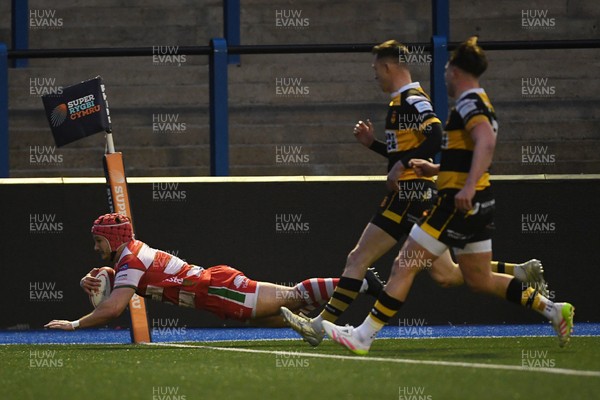 070326 - Newport RFC v Llandovery RFC - SRC Cup Final - Harri Doel of Llandovery scores a try