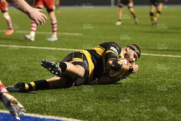 070326 - Newport RFC v Llandovery RFC - SRC Cup Final - Josh Skinner of Newport scores a try
