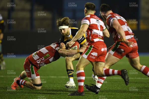 070326 - Newport RFC v Llandovery RFC - SRC Cup Final - Wade Langley of Newport is challenged by Cam Lewis of Llandovery