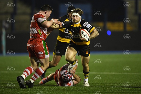 070326 - Newport RFC v Llandovery RFC - SRC Cup Final - Wade Langley of Newport is challenged by Cam Lewis of Llandovery