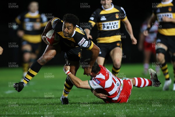 120925 - Newport RFC v Llandovery RFC - Super Rygbi Cymru SRC - Jon Morris of Newport breaks past Ioan Hughes of Llandovery 