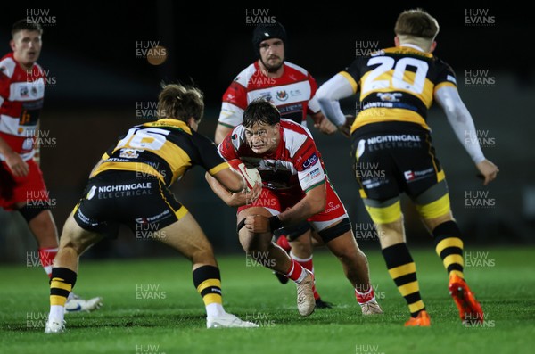 120925 - Newport RFC v Llandovery RFC - Super Rygbi Cymru SRC - Dom Kossuth of Llandovery is challenged by Tom Workman of Newport 