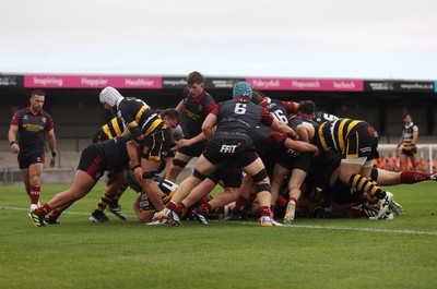 120926 - Newport RFC v Rygbi RGC - Super Rygbi Cymru - SRC - Ethan Phillips of Newport pushes over the line to score a try