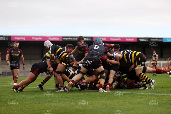 120926 - Newport RFC v Rygbi RGC - Super Rygbi Cymru - SRC - Ethan Phillips of Newport pushes over the line to score a try