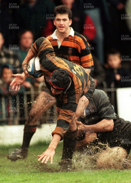 100597 - Newport v Cardiff - Jan Machacek of Newport dives to score a try