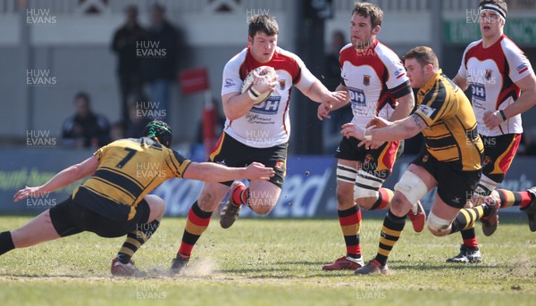 060413 - Newport RFC v Carmarthen Quins, Principality Premiership - Carmarthen Quins' Gethin Robinson charges forward