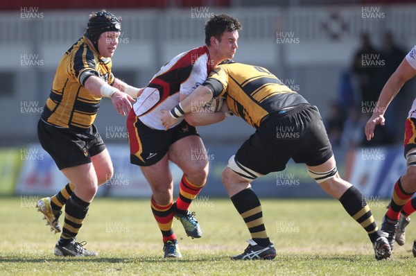 060413 - Newport RFC v Carmarthen Quins, Principality Premiership - Carmarthen Quins' Rheon James is tackled