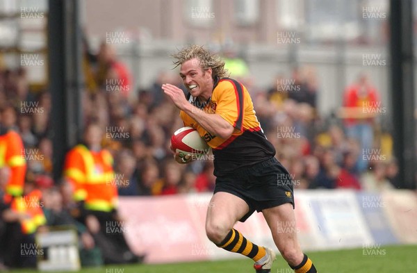 170503 - Newport v Ebbw Vale - Welsh Premiership -  Newport's Percy Montgomery powers for the line