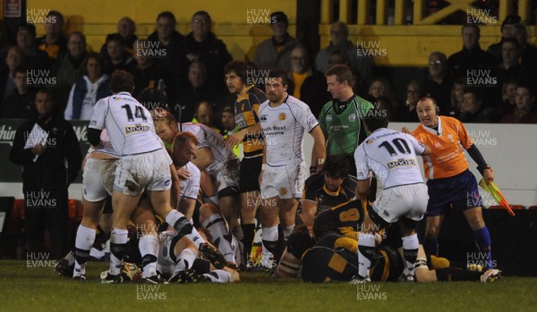 20.11.09 - Newport v Exeter - British and Irish Cup - Newport and Exeter players exchange blows as a mass brawl breaks out. 