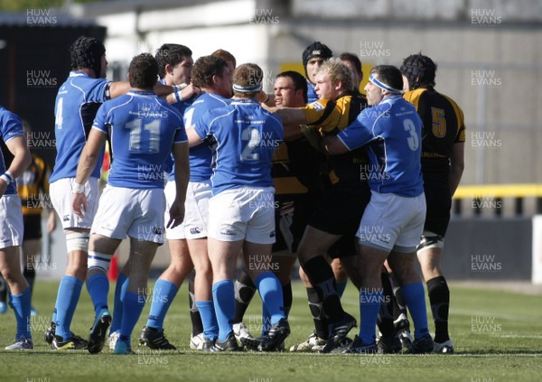 17.10.10 Newport RFC v Leinster - British & Irish Cup - Leinster & Newport forwards square upto each other as tempers fray early doors. 