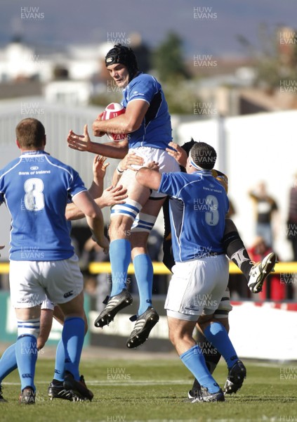 17.10.10 Newport RFC v Leinster - British & Irish Cup - Leinster's Trevor Hogan is lifted high to take a clean catch.  