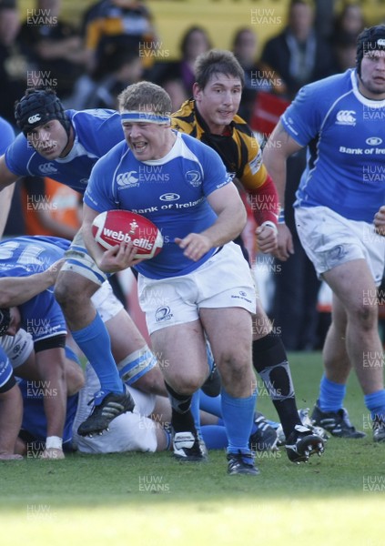 17.10.10 Newport RFC v Leinster - British & Irish Cup - Leinster's Tom Sexton makes a break past Newport's Adam Jones. 