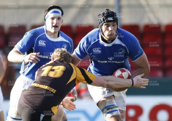 17.10.10 Newport RFC v Leinster - British & Irish Cup - Leinster's Mariano Galazra hands off Newport's Pat Leach. 