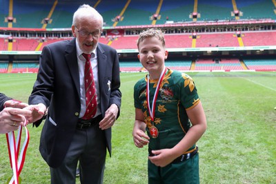 210324 - Newport v Vale of Glamorgan  - Welsh Schools Junior Group U11 DC Thomas Plate Final - Players receive medals 