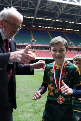 210324 - Newport v Vale of Glamorgan  - Welsh Schools Junior Group U11 DC Thomas Plate Final - Players receive medals 