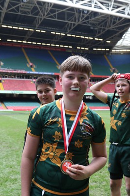 210324 - Newport v Vale of Glamorgan  - Welsh Schools Junior Group U11 DC Thomas Plate Final - Players receive medals 
