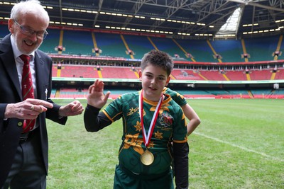 210324 - Newport v Vale of Glamorgan  - Welsh Schools Junior Group U11 DC Thomas Plate Final - Players receive medals 