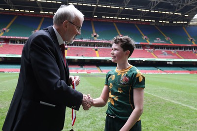 210324 - Newport v Vale of Glamorgan  - Welsh Schools Junior Group U11 DC Thomas Plate Final - Players receive medals 