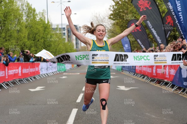 290418 - Newport Marathon -  Natasha Cockram wins the women's race in the Newport Wales Marathon 