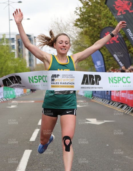290418 - Newport Marathon -  Natasha Cockram wins the women's race in the Newport Wales Marathon 