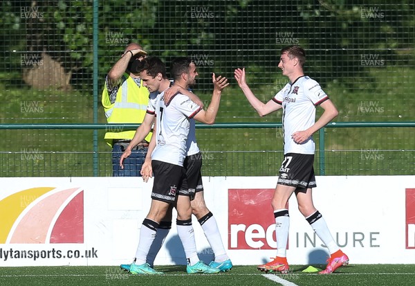 130721 - Newtown v Dundalk, UEFA Europa Conference League first qualifying round, second leg - Michael Duffy of Dundalk celebrates with team mates after scoring the opening goal