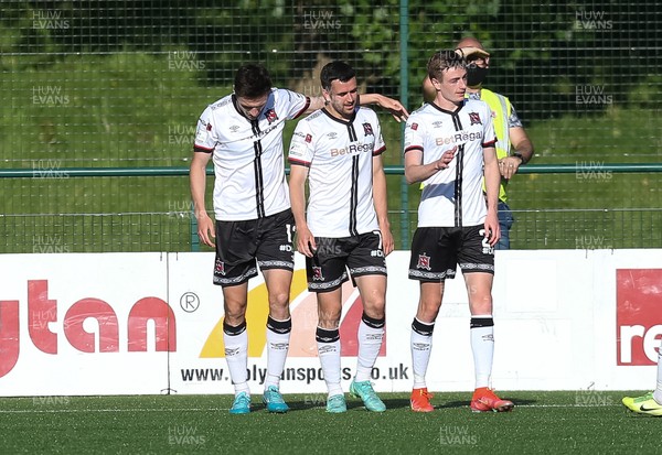 130721 - Newtown v Dundalk, UEFA Europa Conference League first qualifying round, second leg - Michael Duffy of Dundalk celebrates with team mates after scoring the opening goal