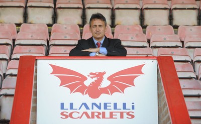 14.05.08 - Llanelli Scarlets Coach Announcement - Nigel Davies at Stradey Park after being announced the new head coach at the Llanelli Scarlets 