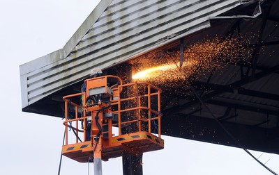 22.10.09 -  Demolition of Grandstand at Ninian Park , former ground of Cardiff City FC. 