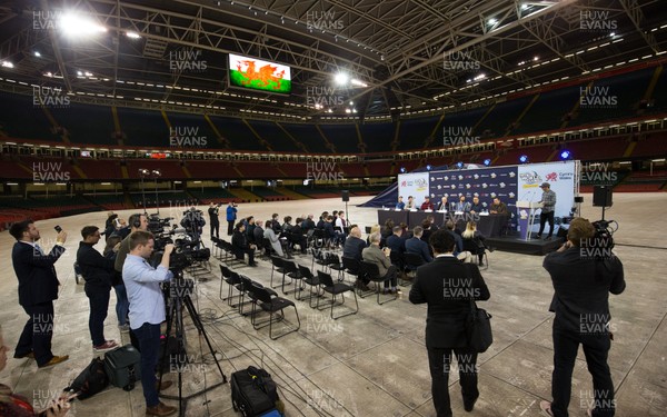 110619 - Nitro World Games announcement at Principality Stadium - The press conference is under way to announce that the Nitro World Games will expand outside the US for the first time as it arrives at Cardiff's Principality Stadium in May 2020