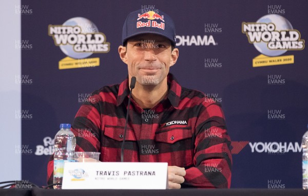 110619 - Nitro World Games announcement at Principality Stadium - Travis Pastrana, action sports icon and co-creator, speaks at the press conference to announce that the Nitro World Games will expand outside the US for the first time as it arrives at Cardiff's Principality Stadium in May 2020