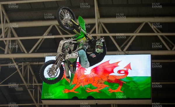 110619 - Nitro World Games announcement at Principality Stadium - Riders demonstrate their skills at the press conference to announce that the Nitro World Games will expand outside the US for the first time as it arrives at Cardiff's Principality Stadium in May 2020