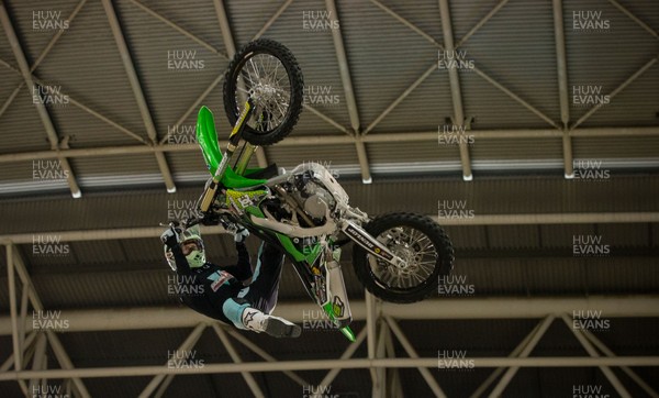 110619 - Nitro World Games announcement at Principality Stadium - Riders demonstrate their skills at the press conference to announce that the Nitro World Games will expand outside the US for the first time as it arrives at Cardiff's Principality Stadium in May 2020