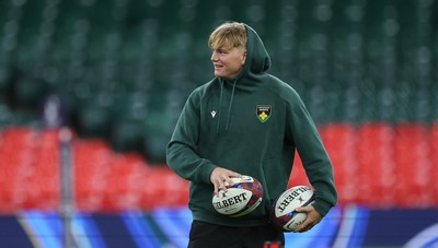 230525 - Northampton Saints Captain’s Run -  Henry Pollock of Northampton Saints during Captain’s Run ahead of the EPCR Champions Cup Final against Union Bordeaux-Begles at the Principality Stadium, Cardiff  