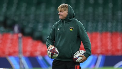 230525 - Northampton Saints Captain’s Run -  Henry Pollock of Northampton Saints during Captain’s Run ahead of the EPCR Champions Cup Final against Union Bordeaux-Begles at the Principality Stadium, Cardiff  