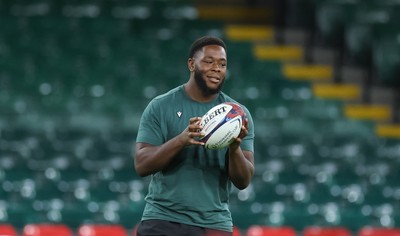 230525 - Northampton Saints Captain’s Run -  Emmanuel Iyogun of Northampton Saints during Captain’s Run ahead of the EPCR Champions Cup Final against Union Bordeaux-Begles at the Principality Stadium, Cardiff  