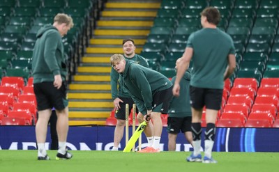 230525 - Northampton Saints Captain’s Run -  Henry Pollock of Northampton Saints during Captain’s Run ahead of the EPCR Champions Cup Final against Union Bordeaux-Begles at the Principality Stadium, Cardiff  