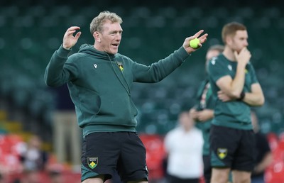 230525 - Northampton Saints Captain’s Run -  Northampton Saints head coach Sam Vesty during Captain’s Run ahead of the EPCR Champions Cup Final against Union Bordeaux-Begles at the Principality Stadium, Cardiff  