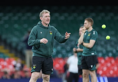 230525 - Northampton Saints Captain’s Run -  Northampton Saints head coach Sam Vesty during Captain’s Run ahead of the EPCR Champions Cup Final against Union Bordeaux-Begles at the Principality Stadium, Cardiff  
