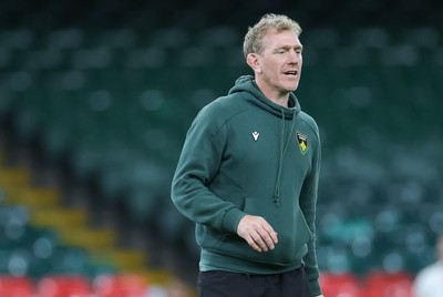 230525 - Northampton Saints Captain’s Run -  Northampton Saints head coach Sam Vesty during Captain’s Run ahead of the EPCR Champions Cup Final against Union Bordeaux-Begles at the Principality Stadium, Cardiff  