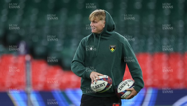 230525 - Northampton Saints Captain’s Run -  Henry Pollock of Northampton Saints during Captain’s Run ahead of the EPCR Champions Cup Final against Union Bordeaux-Begles at the Principality Stadium, Cardiff  