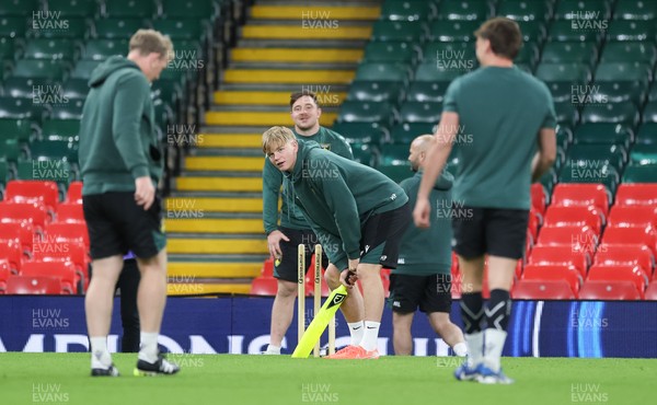 230525 - Northampton Saints Captain’s Run -  Henry Pollock of Northampton Saints during Captain’s Run ahead of the EPCR Champions Cup Final against Union Bordeaux-Begles at the Principality Stadium, Cardiff  