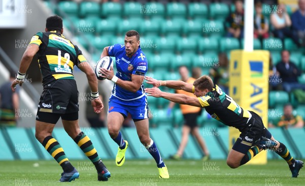 120817 - Northampton Saints v Dragons Rugby - Preseason Friendly - Zane Kirchner of Dragons looks for a way through